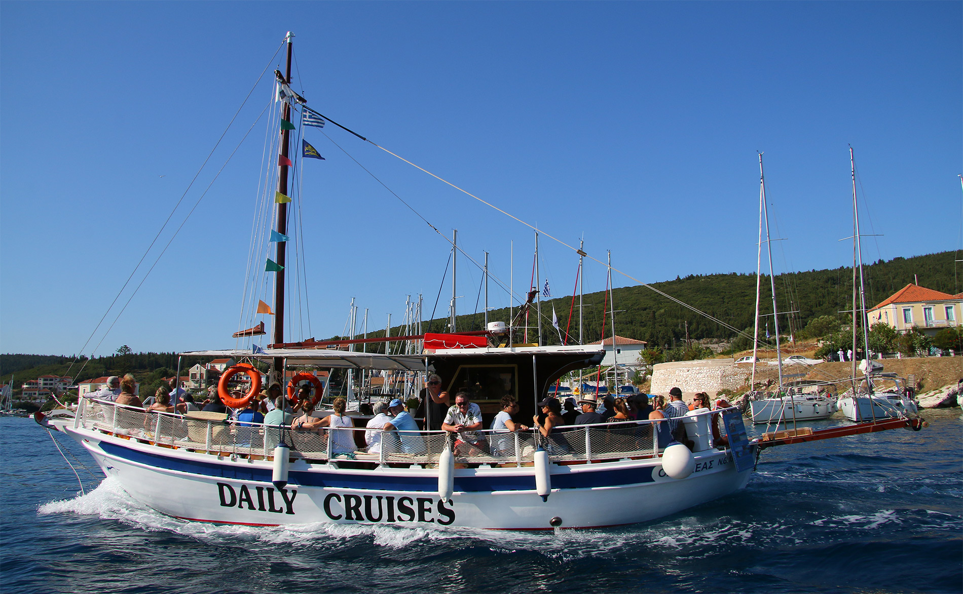 Fiscardo Cruises Kefalonia | Kefalonia Daily Cruises from Fiscardo to Ithaca with the traditional boat “Odysseas”. Kefalonia Cruises - Daily Cruises to Ithaca - Kefalonia day cruises - Kefalonia private cruises - Fiscardo Daily Cruises to Ithaca - Fiscardo Private Cruises