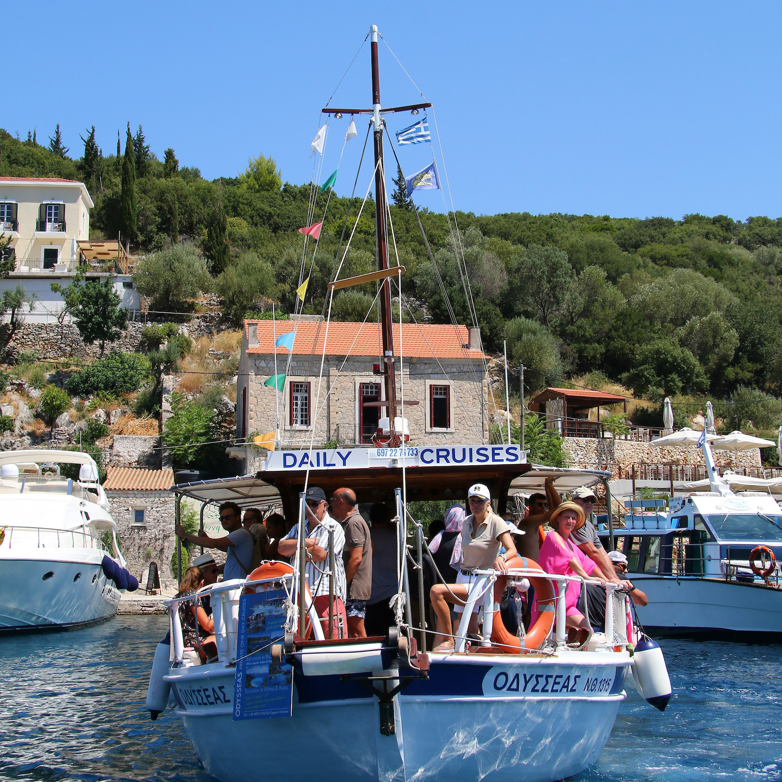 Fiscardo Cruises Kefalonia | Kefalonia Daily Cruises from Fiscardo to Ithaca with the traditional boat “Odysseas”. Kefalonia Cruises - Daily Cruises to Ithaca - Kefalonia day cruises - Kefalonia private cruises - Fiscardo Daily Cruises to Ithaca - Fiscardo Private Cruises